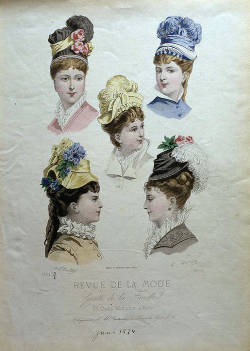 One of the images from the Nordic Museum used in the edit-a-thon: 'Hattmode. Modeplansch från 1874', public domain.