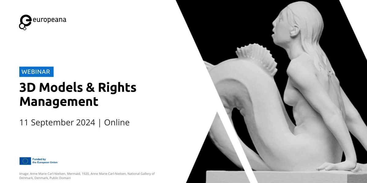 Event imagery - 3D models and rights management, 11 September 2024, online. With a 3D sculpture of a mermaid showcased. 