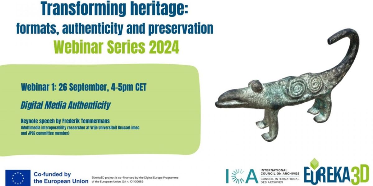 Eureka 3D event imagery, 'Transforming Heritage: ﻿Formats, authenticity and preservation'' webinar series 2024.