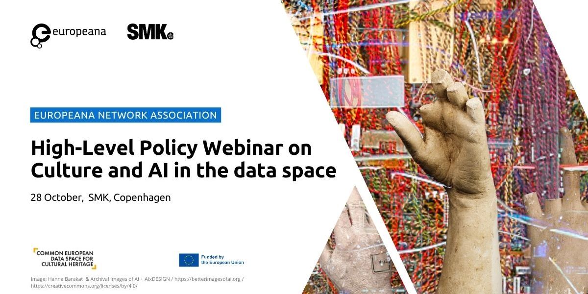 A series of stone-like hands, fractured and cracked, reaching out in various directions from a chaotic mass of tangled wires. Overlaid by webinar details. 