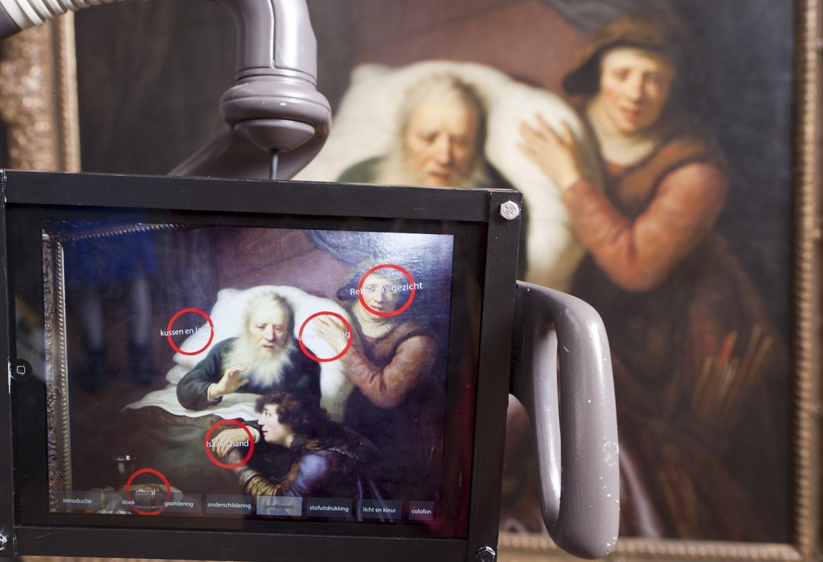 Augmented Reality app applied to a painting of Isaac blessing Jacob