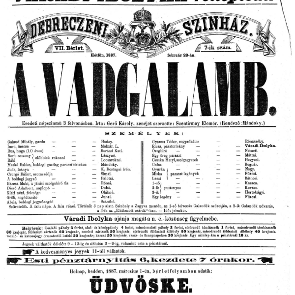 Playbills of the Debrecen Theatre 1862-1920